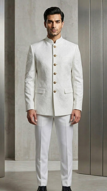 FBMS-295 Signature Damask & Metallic Prince Coat Suit | Shadow & Light Collection | Fabeha Online