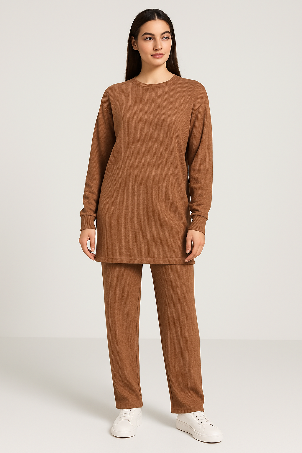 FBCRD-02 Fabeha Fashions Ribbed Knit Coord Set – Women’s Two-Piece Lounge & Casual Outfit | Winter 2025 Collection