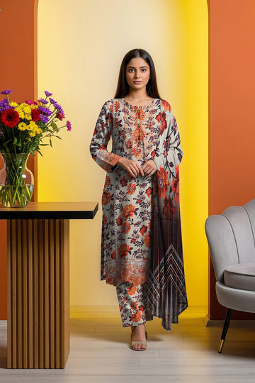 LS-2882 Ready-to-Wear Premium Winter Linen Suit - Stone Grey