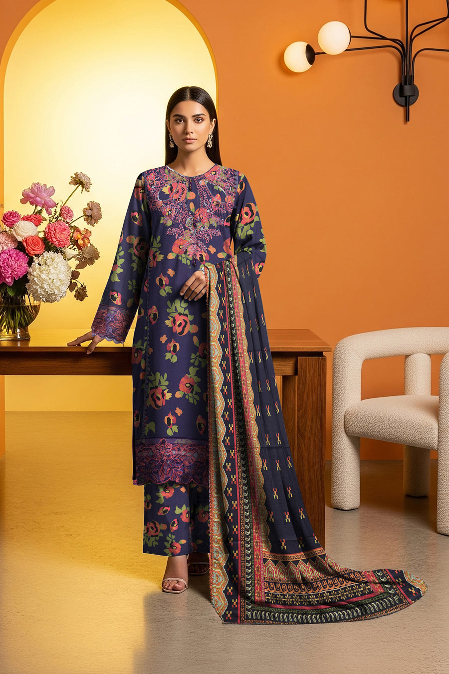 LS-2887 Ready-to-Wear Premium Winter Linen Suit - Aubergine Night