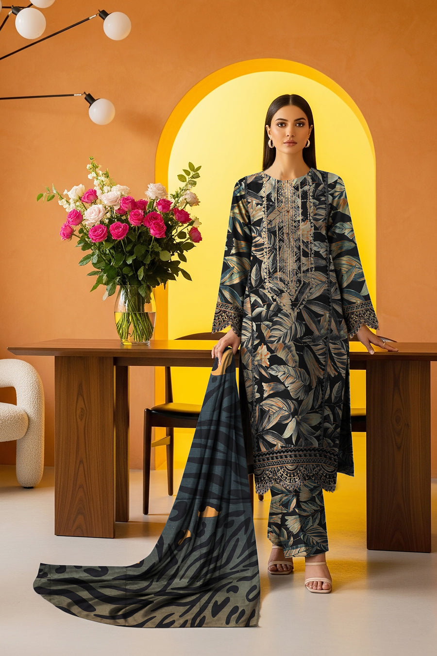 LS-2884 Ready-to-Wear Premium Winter Linen Suit - Dusty Teal