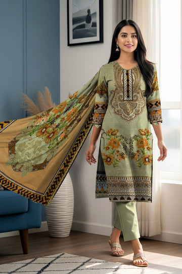 LS-2865 Ready-to-Wear Pakistani Premium Winter Linen Suit - Mint