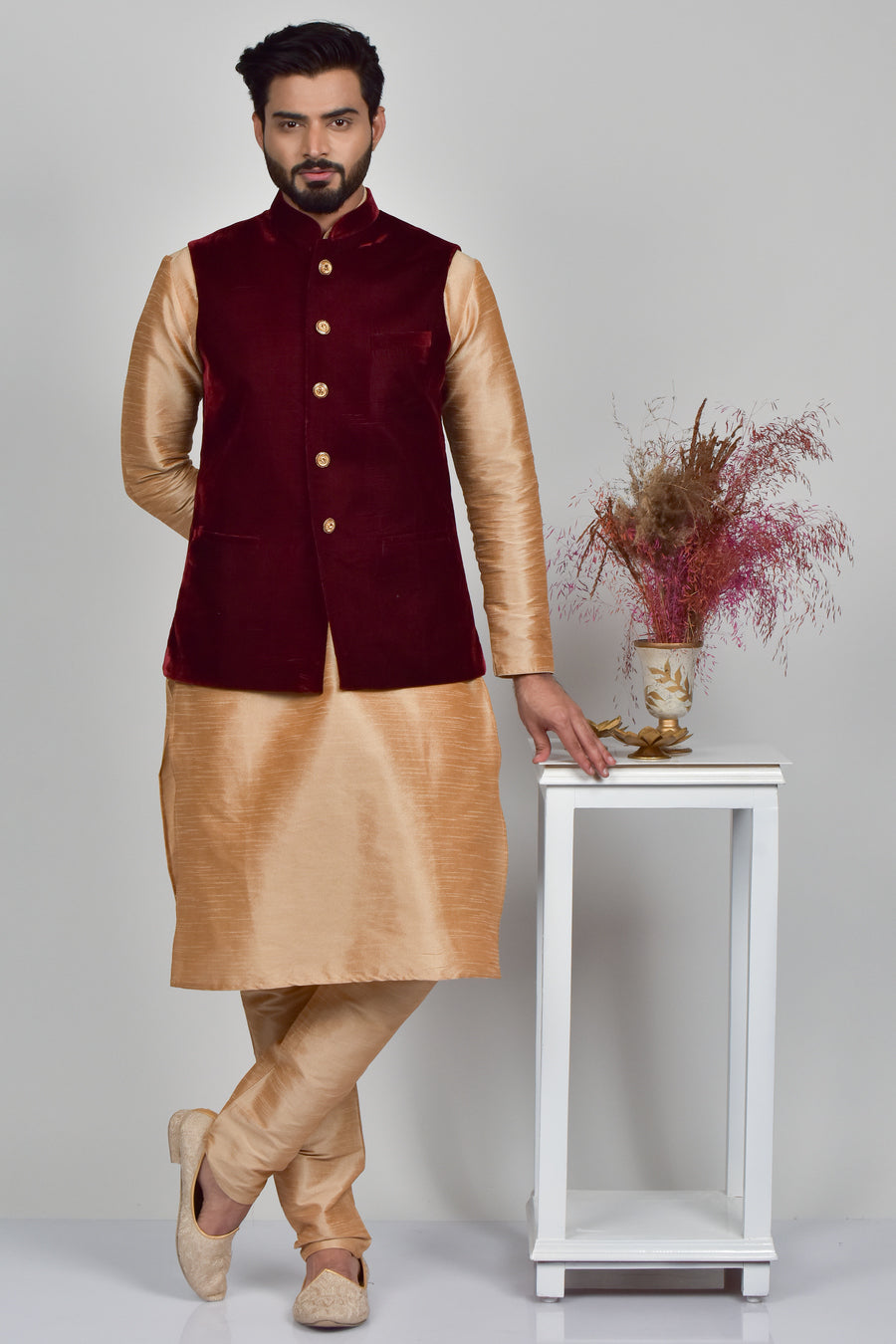 FBJK-24 Men’s Premium Micro-Velvet Waistcoat | Tailored Fit Stand Coll